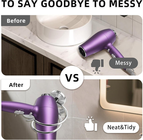 Bathroom Hair Dryer Holder, Wall Mount Hair Care Tools Holder, Chrome Finished Stainless Steel