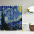 IcosaMro Starry Night Shower Curtain with Hooks, V. Gogh Stars Art Decorative Bath Decorations - 71Wx72L, Blue