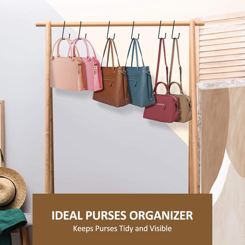 ZEDODIER 15 Pack Purse Hanger Hooks for Closet, Sturdy Metal S Hooks Bag Organizer, Black