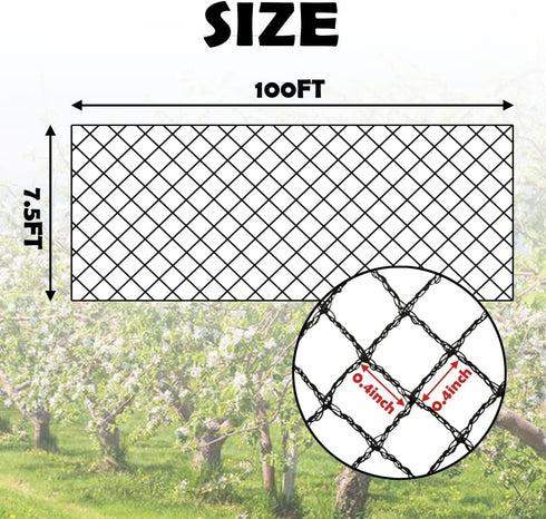 7.5x100 1/2 Meanchen Bird Netting Ft, in Mesh Heavy Duty Garden Netting for Plants, Fruit Trees, Vegetables, Extra