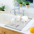 Roll Up Dish Drying Rack 20.5"x13.8" - Stainless Steel and Silicone Over The Sink Foldable Drain Rack, Gray