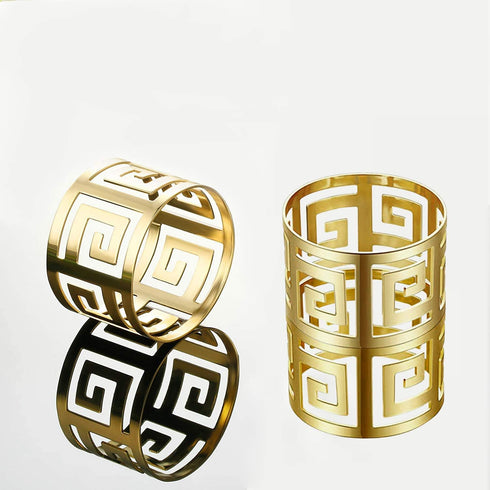 Set of 6 Napkin Rings for Dining Table Setting - Napkin Holder Rings for Holiday Party, Wedding Dinner Table Decoration