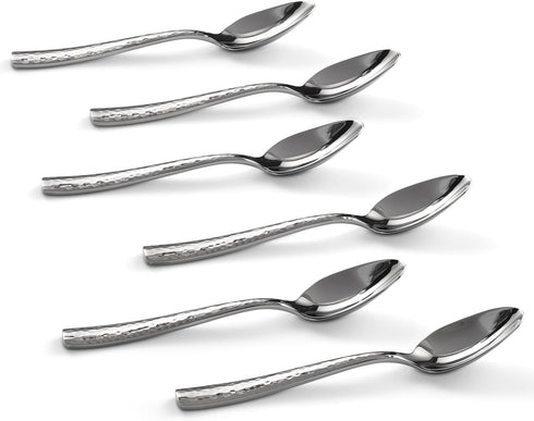 Hudson Essentials Hammered Demitasse Espresso Spoons, 4.6-inch Mini Coffee Spoons, 18/10 Stainless Steel Small Spoons for Dessert, Coffee, Tea, Set of 6