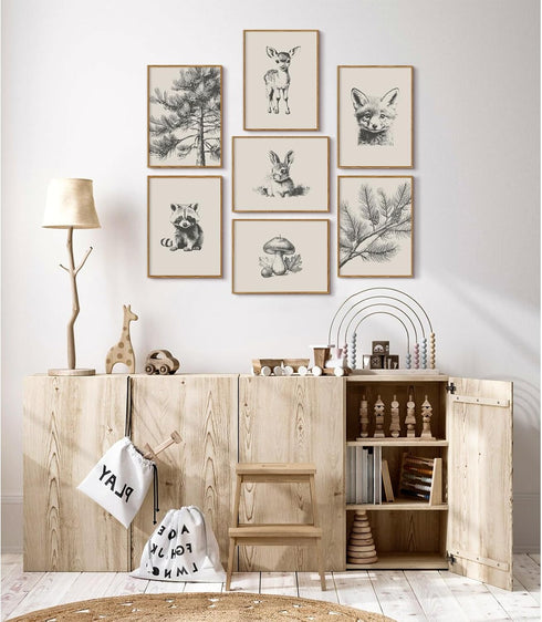 Pouydmi 8x10x7 Inch Nursery Wall Art Woodland Animal Canvas Wall Decor Baby Room Pictures Forest Animal Prints Kids