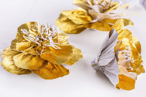 Letjolt Paper Flowers Decorations for Wall, 3D Artificial Flowers for Golden Wedding Garlands, Baby Shower