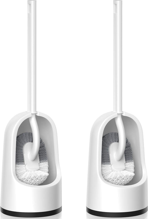 TRENTI Toilet Brush, 2 Pack Toilet Brush and Holder Set with Durable Curved
