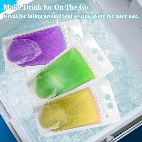 44 17oz Drink Pouches with Straws Individually-Wrapped - Juice Drink Pouches Adults Alcohol Clear Plastic Halloween