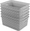 6-Pack Plastic Weave Storage Basket Sets, Light Gray
