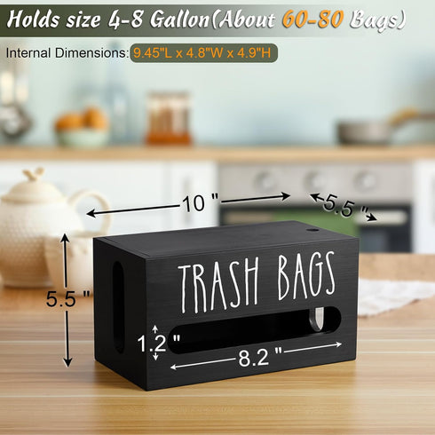 4-8-gallon Countertop, DRASTAR Trash Bag Dispenser, Trash Bag Holder Wall Mount, Wooden Trash Bag Holder for Trash Bags