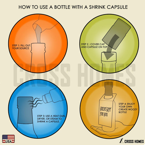Cross 5oz Woozy 30 Hot Sauce Bottles, Empty Clear Glass Bottles with Shrink Capsules, Small Wine Bottle with Shirnk
