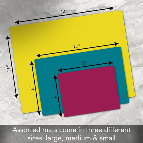Cut N’ Funnel Cosmo 3 Pack Thick Multi-Color Plastic Cutting Board Mats, BPA & PVC Free