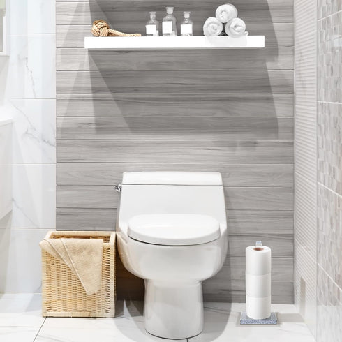 Elavain 12.5 Elegant Acrylic Paper Towel Holder Stand & Standing Toilet Paper Holder | Silver Base & Clear Stem | Great