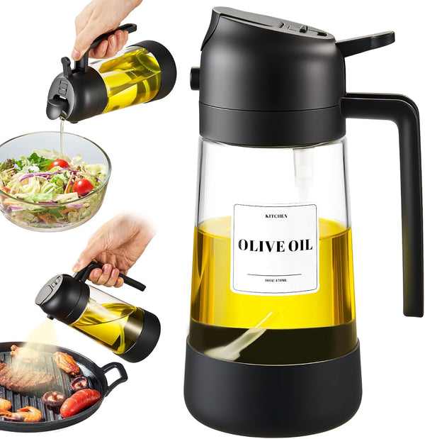 PARACITY Oil Dipenser Bottle with Silicone Bottom, 2 in 1 Olive Oil