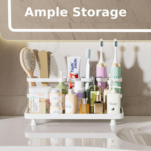 Countertop 5 YOOLENS Electric Toothbrush Holder for Bathroom Metal Slots Toothpaste Razor Mouthwash Organizer, White