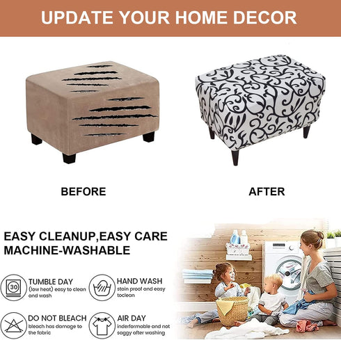 Eco-Ancheng Chair Cover Stretch Ottoman Cover Rectangular Storage Ottoman Slipcover Footrest Stool Covers Ottoman