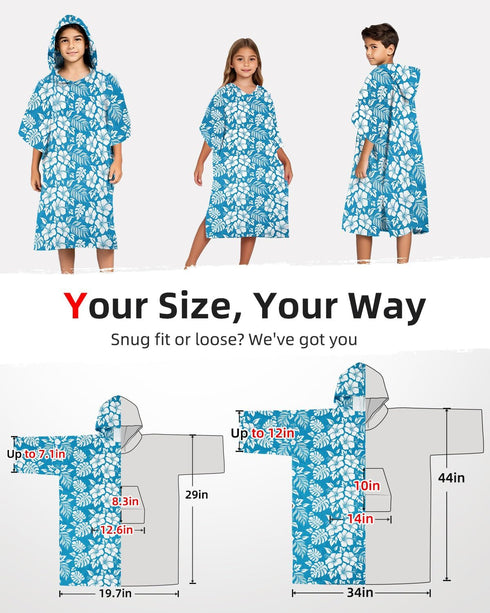 Abahub Surf Poncho Women & Men Towel Poncho Adult with Hood, Thick Quick Dry Changing Poncho Towel, Microfiber Wearable