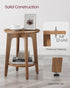 2-Tier ULET283T41 VASAGLE MAEZO Collection - Side Table, Small Round End Table, Nightstand with Tapered Legs, Curved