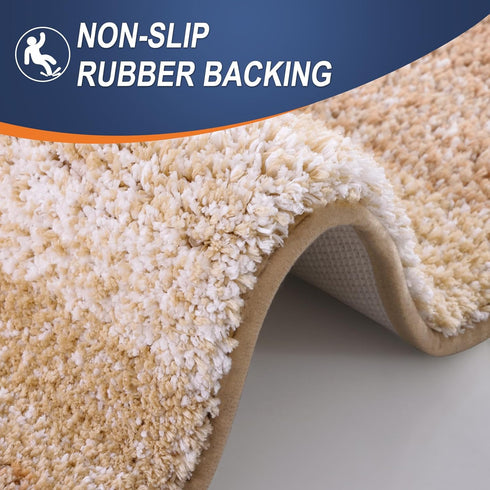 OLANLY Extra Soft Bathroom Rug Mat 30x20, Absorbent Microfiber Non-Slip Plush Shaggy Bath Carpet, Beige