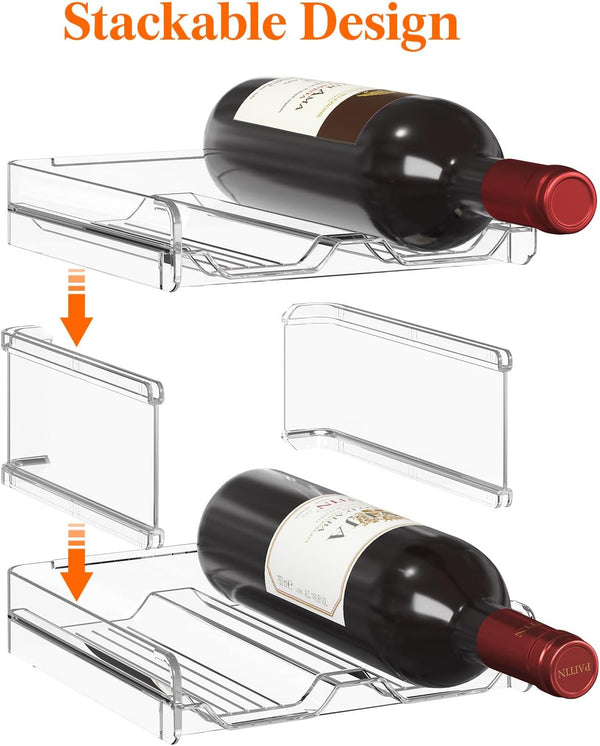 Lifewit Plastic Stackable Wine Rack for Refrigerator, Cabinet, Countertop,Wine Bottle Holder, Water Bottle Organizer for Fridge, Pantry, Hold 4 Bottles by Lifewit