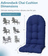 NAVINE Adirondack Chair Cushion, Thickened High Back Patio Cushions with Ties and Non-Slip Bottom, Water-Resistant