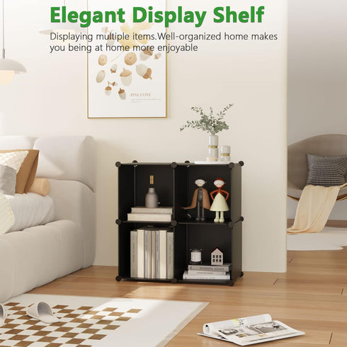 4-Cube Closet 24.8" 12.4" 24.8" SHS04A C&AHOME Cube Storage Organizer, Shelves Units, Cabinet, DIY Plastic Modular Book