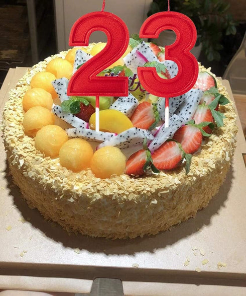 2.76in Glitter Birthday Candles - Red Number 3 Cake Topper Decoration for Wedding Anniversary and Party Celebration
