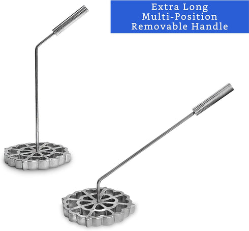 Bunuelos Mold with Handle (4.7 in Cast Aluminum) - Mexican Buñuelos de Viento Mold with Rosette Iron Set