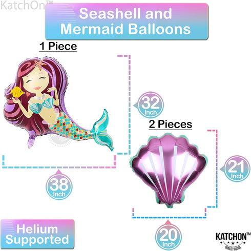 Giant Mermaid 9th Birthday Decorations for Girls, Pack of 8 Mermaid Party Decorations with Balloons & Favors