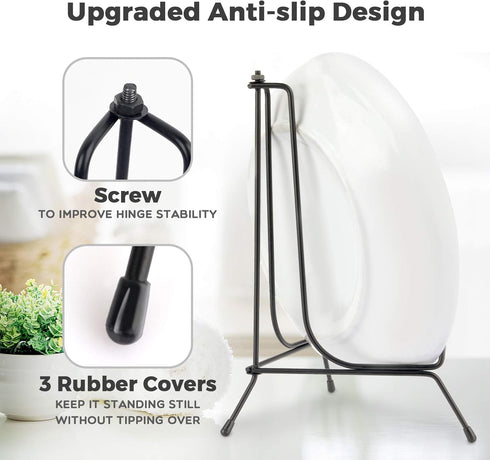 Mocoosy 4 Pack 8 Inch Improved Anti-Slip Plate Stands for Display, Picture Frame Holder Stand, Black Iron Easel Stands