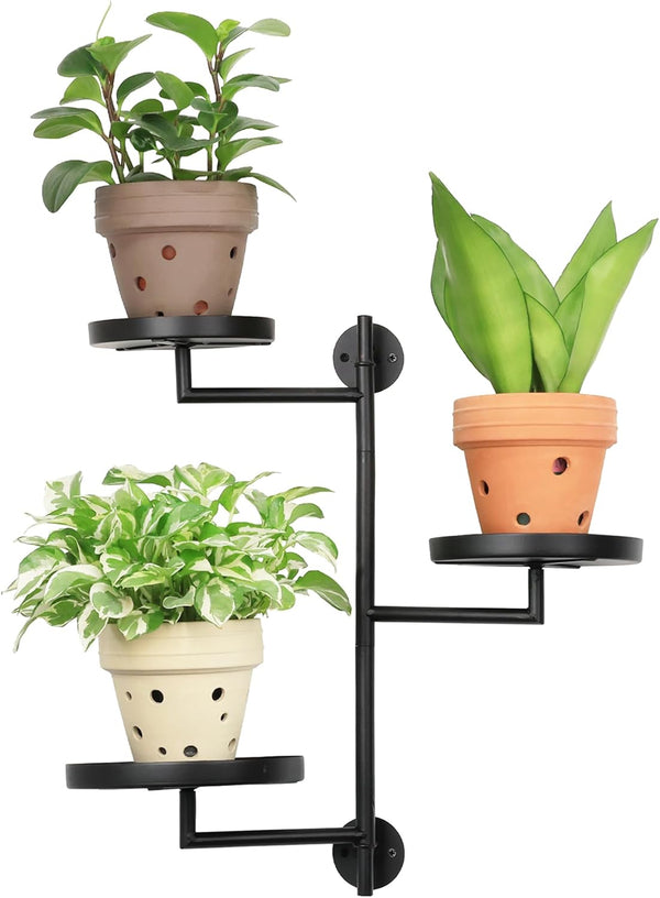 Rotating Window Wall Plant Shelves Stand Holder, 3 Tiered Metal Floating Plant