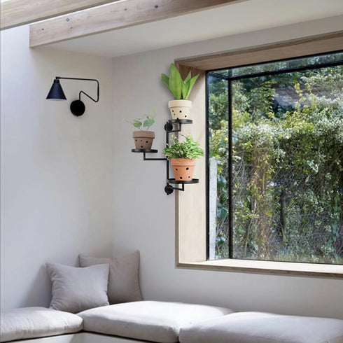 3 Rotating Window Wall Plant Shelves Stand Holder, Tiered Metal Floating Plant Shelf Hanger Indoor , Window Sill Gifts