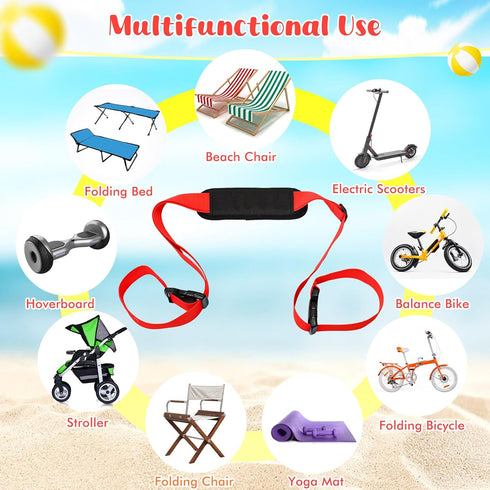 2 Backpacking Sanwuta Pcs Adjustable Beach Chair Carry Strap Camping Chair Straps for Shoulder Folding Beaches Foldable