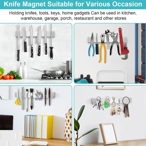 Magnetic Knife Holder for Wall, Knife Magnetic Strip Magnetic Knife Holder for Refrigerator Mount Knife Rack Kitchen Utensil Holder Metal Tool Holder Knife Block Kitchen Organizers Accessories 10 Inch by HEREOF