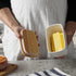 Countertop, 4X 4oz GDCZ Ceramics Butter Dish with Wooden Lid- Large Covered Butter Holder for Butter Keeper Container