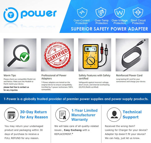 T POWER AC Adapter Charger for Bissell AirRam Cordless Hard Floor Stick Vacuum Cleaner Models 2524, 2144