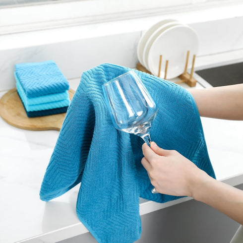 QAJ 100% Set, 16" 25" Pack 8 (400 Cotton Kitchen Dish Towels x Super Absorbent and Soft Kitchen Towels, of Dish Cloths