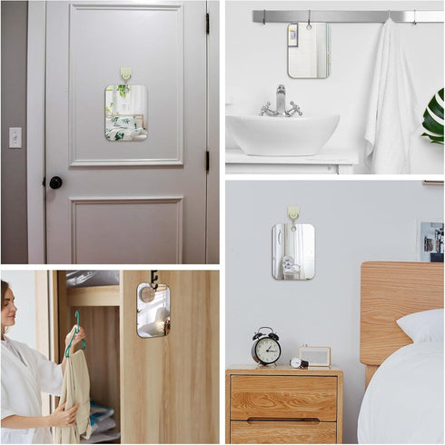 2 Pack (6 8 inch) JUNEBRUSHS Medium Mirror for Shaving Fogless Shatterproof Mirror for Wall Hanging Bathroom Handheld
