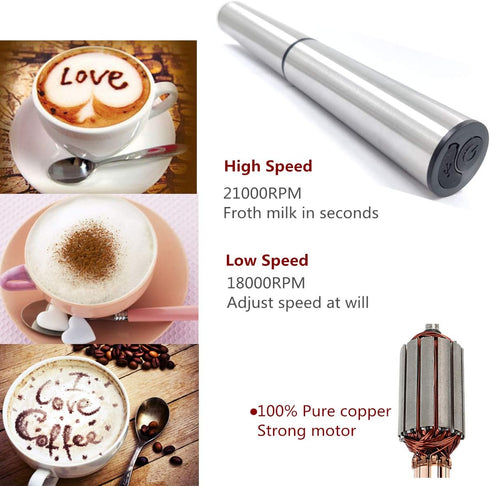 Electric Milk/Coffee Frother - Basecent Rechargeable Handheld Foam Maker for Latte, Cappuccino, and Hot Chocolate
