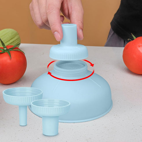 Wide Mouth Kitchen Funnel - Food Grade Plastic Canning Funnel with 4 Sizes Spouts for Mason Jars