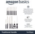 14-Piece Set Amazon Basics High Carbon Stainless Steel Kitchen Knife with Full Tang Construction, Ergonomic Handles