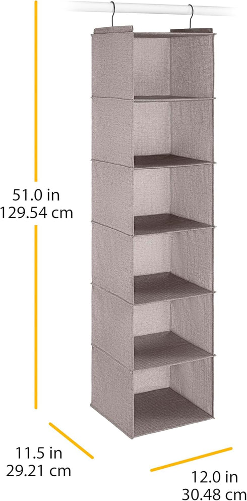 6 Closet Whitmor Hanging Accessory Shelves - Section Organizer - Light Grey
