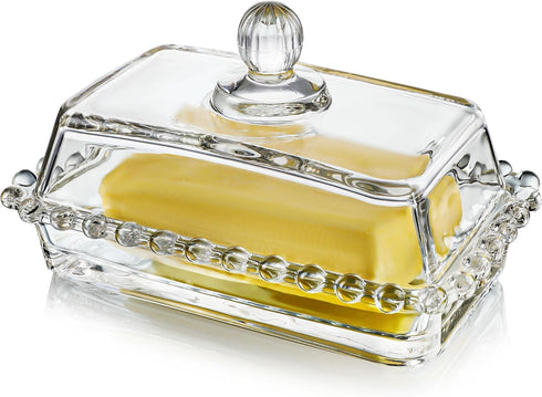 6.5'' Clear Glass Butter Dish with Handled Lid,Classic 2-Piece Design Butter Keeper