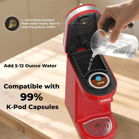 CHULUX Mini Coffee Maker for K Capsule, Single Serve Coffee Maker for One Cup Americano, Lightweight Pod Coffee
