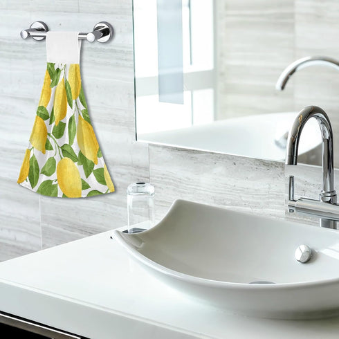 Boccsty Lemon Hanging Kitchen Towels, 2 Pieces Summer Lime Tree Branch Dish Cloth Tie Towels for Bathroom & Home