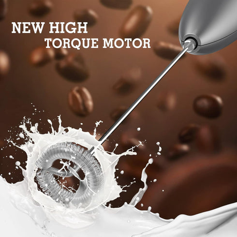 SIMPLETaste Milk Frother Handheld Electric Foam Maker | Drink Mixer with Stainless Steel Whisk and Stand