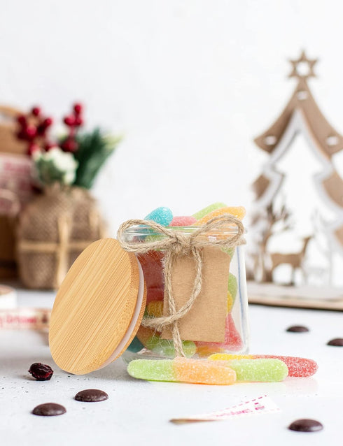 Set 12 Pack Oui Yogurt Lids - Bamboo & Wooden, Silicone Sealed, with Glass Storage Lids