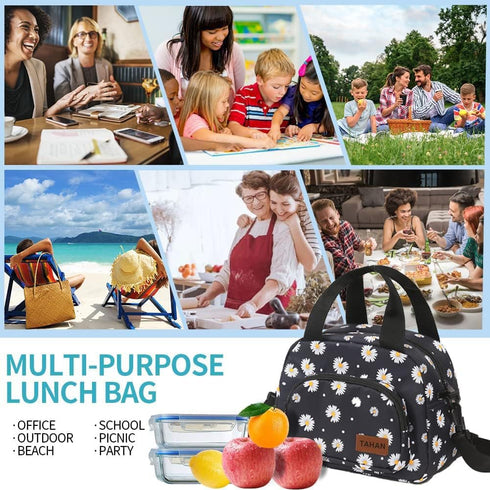 Insulated Lunch Box for Women, Designer Small Lunch Cooler for Office Work, Fit Fresh Thermal Hot Lunch Bag