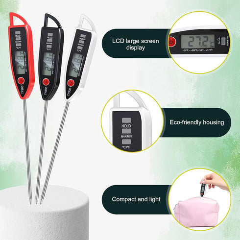 3 9.65 Inch Copkim Pcs Instant Read Meat Thermometer with Long Probe Kitchen Cooking Food Candy Waterproof Digital