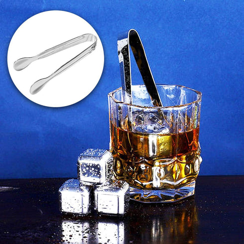 TTSAM 4 Pcs Ice Tongs, Mini Serving Tongs, 304 Stainless Steel, Silver, 4.33 x 0.63 inches