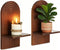 Mid Century Modern Candle Sconces: Set of 2 Walnut Boho Wall Candle